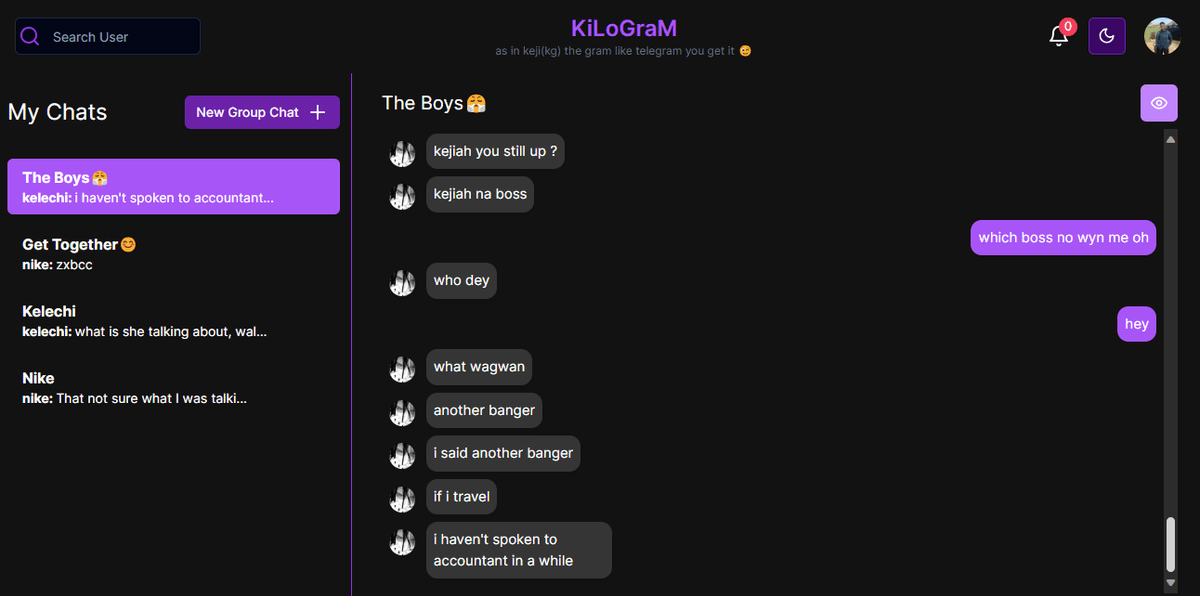 dark mode chat page